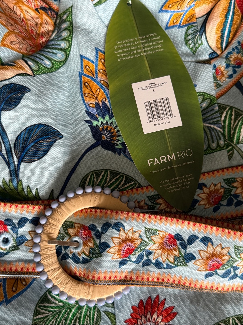 Farm Rio Delhi Blue Floral Belted Romper - Picture 5 of 7